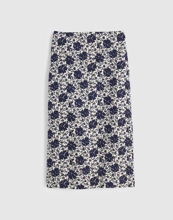 Pull-On Midi Skirt in Floral-Print Linen | Madewell