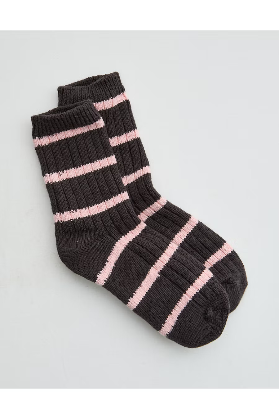 Aerie Chunky Lurex Stripe Crew Socks Women's Smoked Gray One Size | Aerie