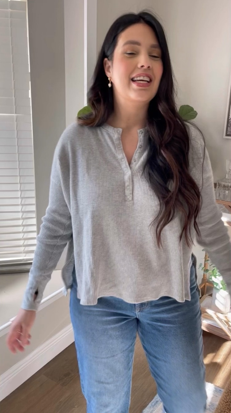 Day 6 of 30 days of postpartum outfits. Nordstrom zella brown sherpa jacket, 50% off grey American eagle henley, american straight jeans, Sam Edelman chelsea boots, amazon pack of 9 earrings

#LTKShoeCrush #LTKMidsize #LTKSeasonal