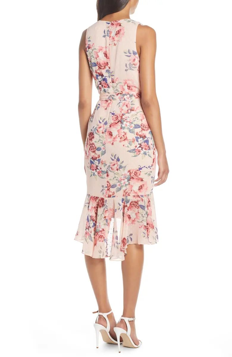 Eliza J Floral Ruched Chiffon Faux Wrap Dress | Nordstrom | Nordstrom