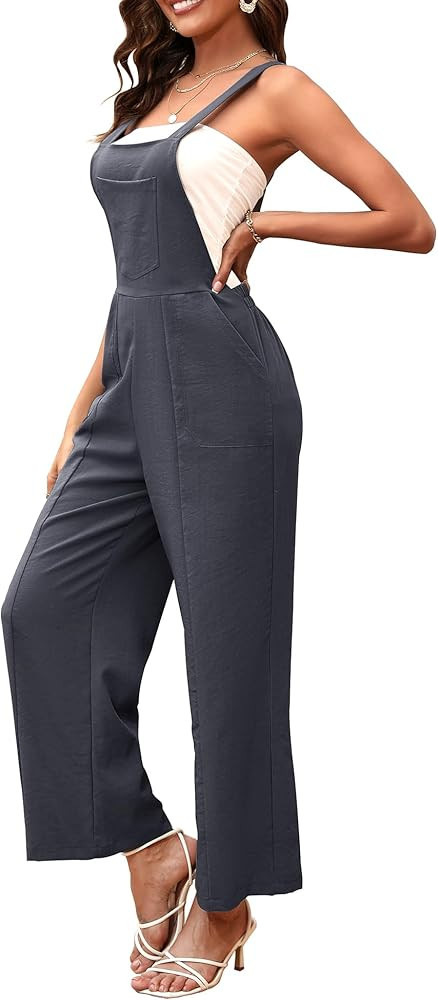 Micoson Overol de algodón y lino para mujer, para verano, casual, sin mangas, ajustable, holgado, co | Amazon (US)