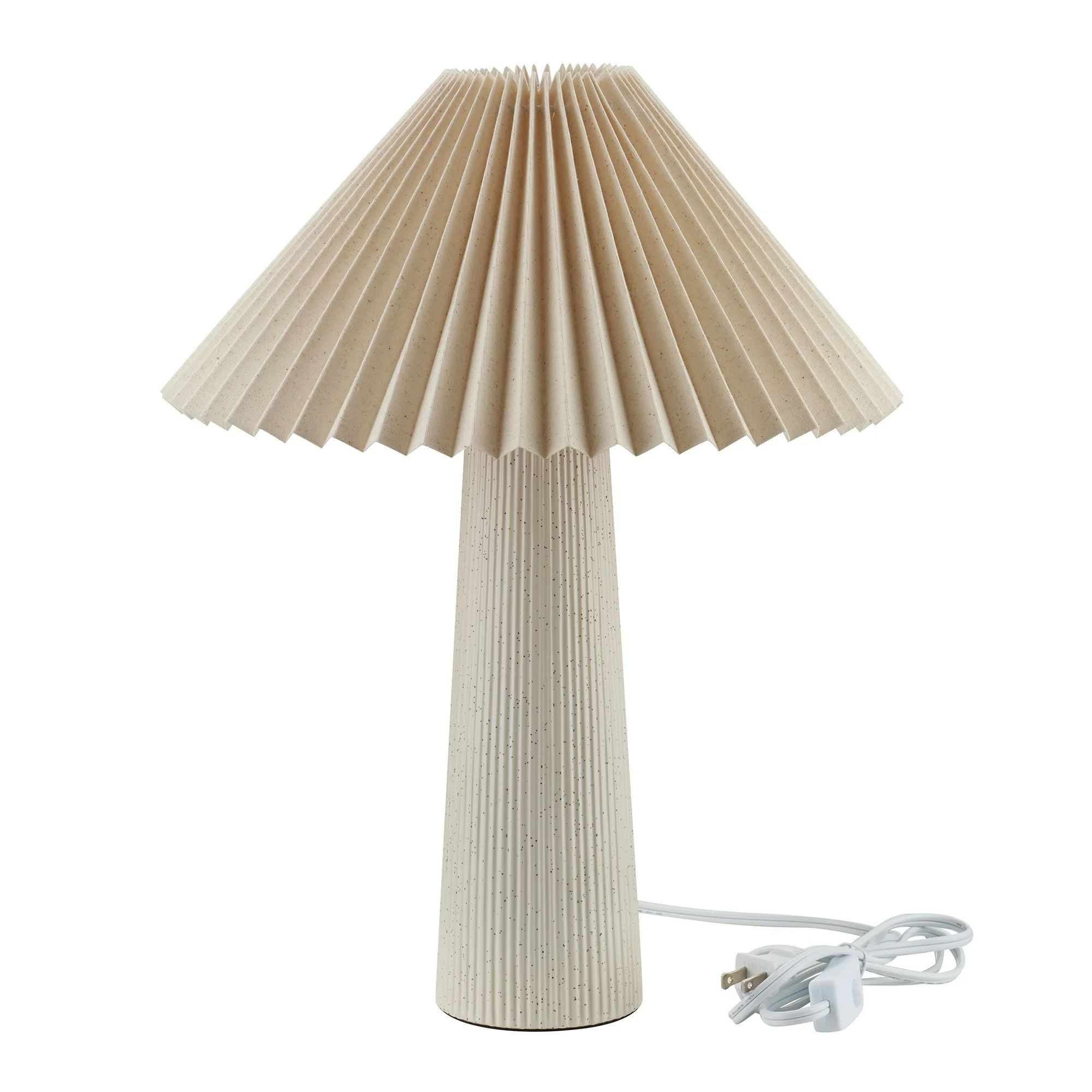 18" Ivory Pleated Shade Ribbed Ceramic Table Lamp | Walmart (US)