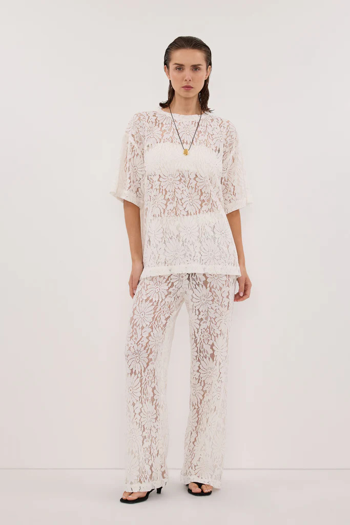 WILMA WHITE LACE TEE | DISSH