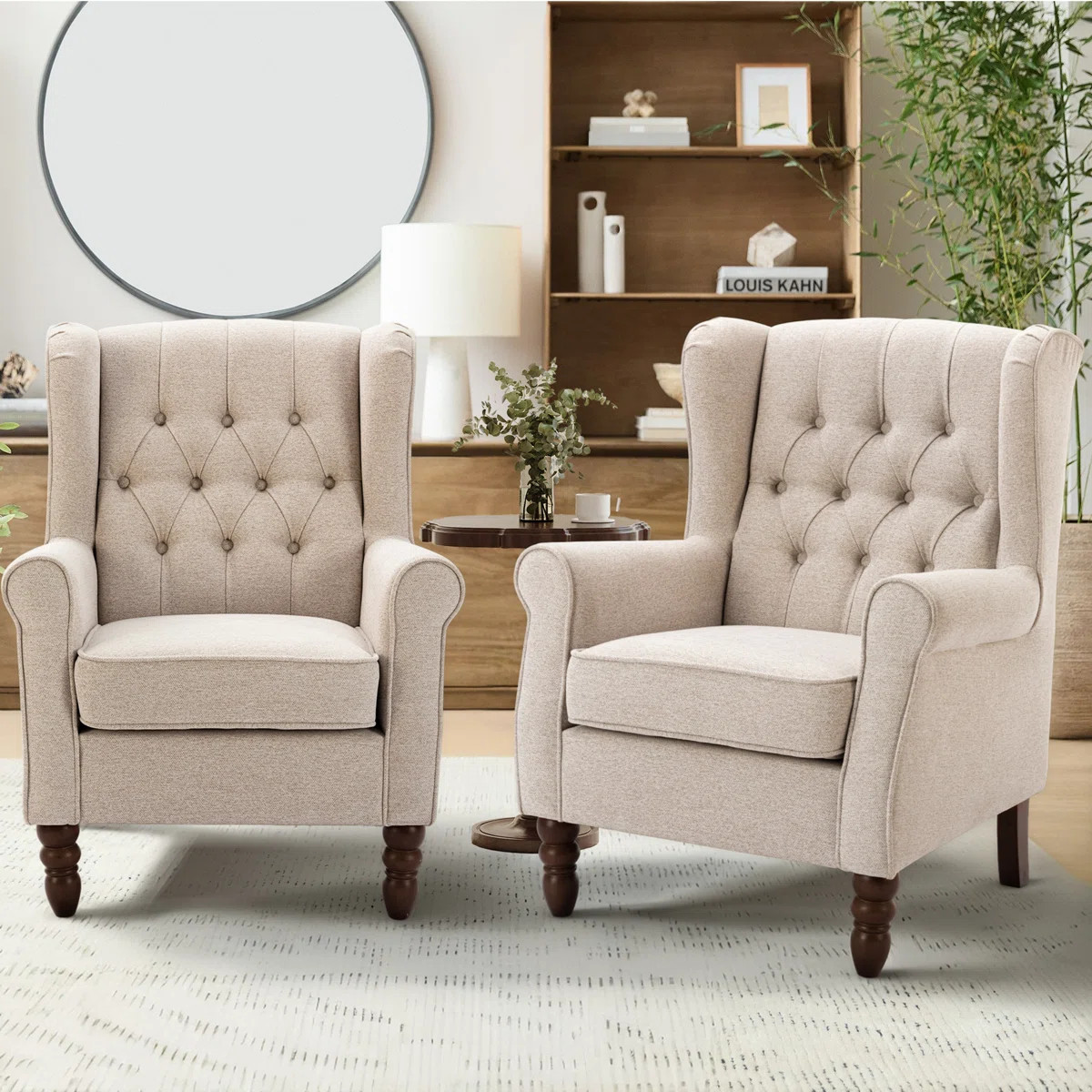Angiolino Upholstered Button Tufted Small Accent Chair Armchair (Set of 2) | Wayfair North America