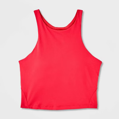 Women's Everyday Soft High Neck Cropped Support Tank Top - All In Motion™ Red XS | Target