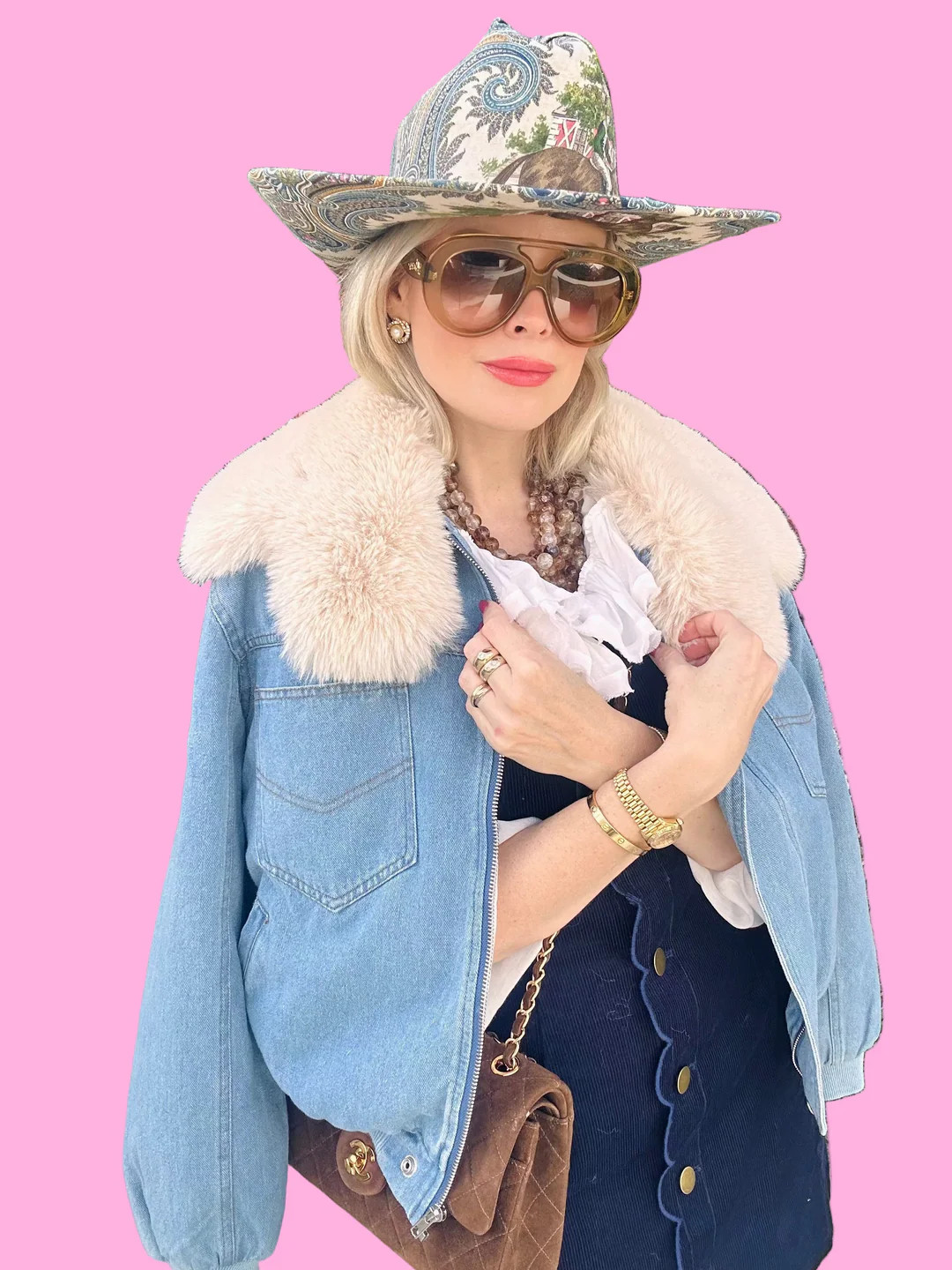 FAUX FUR DENIM JACKET | Teggy French