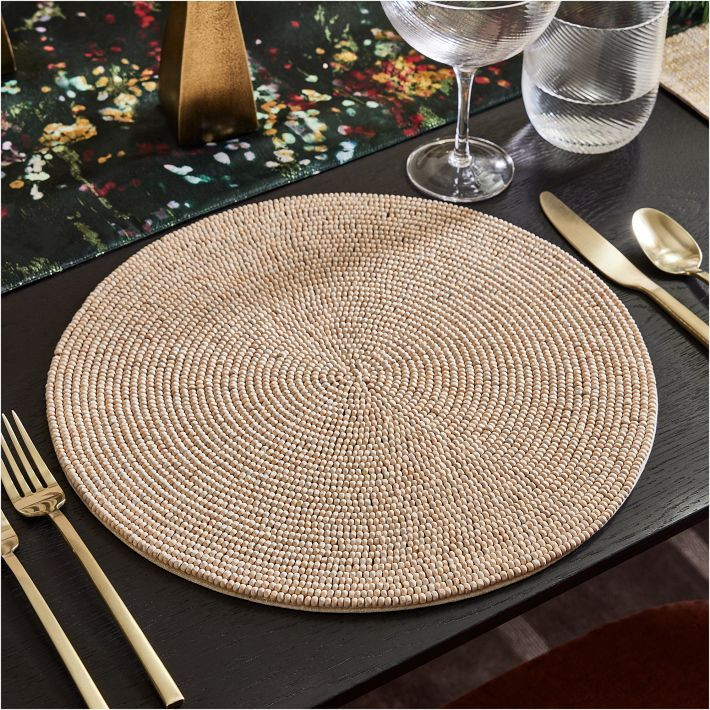 Wood Beaded Linens Placemats | West Elm (US)
