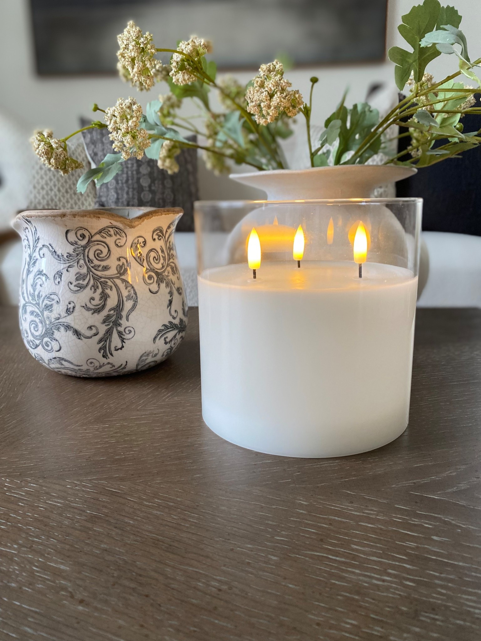 This flameless candle adds the perfect coziness to a rainy day!

#LTKHome #LTKSeasonal