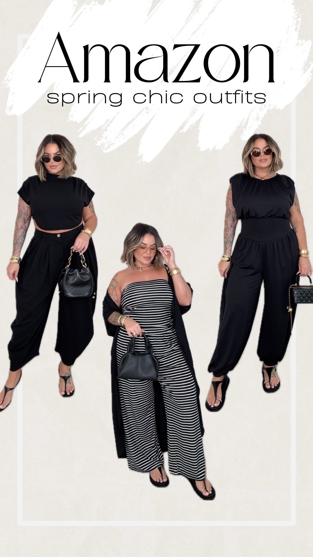 All size xl 

Amazon spring chic outfits you can actually wear on repeat 🤍

These are my go-to elevated basics that make getting dressed EASY — comfy, flattering, and perfect for everyday or dressing up.

Everything is true to size (wearing XL) and super versatile to mix + match for multiple looks.

Outfit details:
• Black set = effortless + chic (perfect for travel or dinner)
• Striped set = flattering + lightweight
• Wide leg pants = comfy but still put together

If you’re midsize and want easy outfits that feel confident but still casual… this is IT 🙌

Shop everything linked here 👇




#LTKmidsize #LTKstyle #LTKfinds #LTKspring #AmazonFashion #AmazonFinds #AmazonStyle #MidsizeStyle #MidsizeFashion #CurvyStyle #EverydayOutfits #SpringOutfits #CasualChic #OutfitInspo #NeutralOutfits

Follow my LTK @shaynaslife on the @shop.LTK app to view this post and get my exclusive app-only content!

#liketkit 
@shop.ltk
https://liketk.it/5UBBE

#LTKMidsize #LTKootd