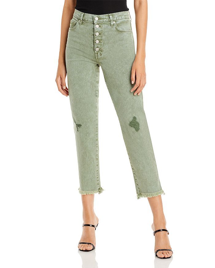 High Waist Cropped Straight Jeans in Mineral Olive | Bloomingdale's (US)
