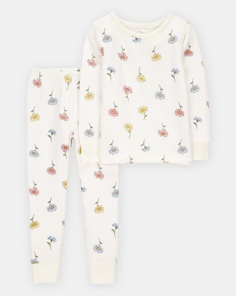 Toddler Girl Floral Print PurelySoft 2-Piece Pajamas - Ivory | Carter's Inc