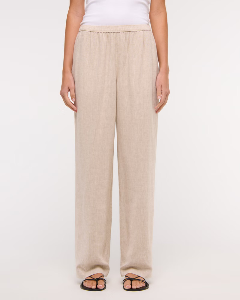 Straight Linen-Blend Pull-On Pant | Abercrombie & Fitch (US)