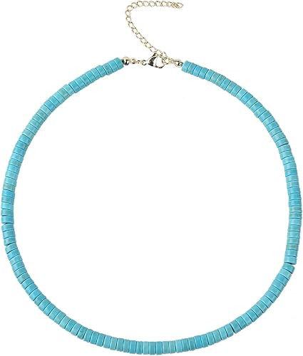 Turquoise Necklaces for Women Turquoise Beaded Necklace Handmade Bead Necklace 14K Gold Chain Boh... | Amazon (US)