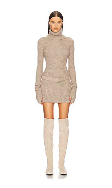 Helsa Lauren Mini Knit Dress in Beige from Revolve.com | Revolve Clothing (Global)
