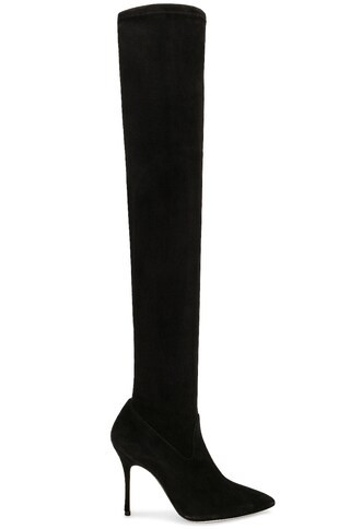 Manolo Blahnik Pascalarehi 105 Suede Boot in Black | FWRD 