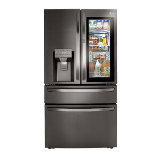 23 cu. ft. 4-Door French Door Refrigerator w/ InstaView, Craft Ice in PrintProof Black Stainless ... | The Home Depot