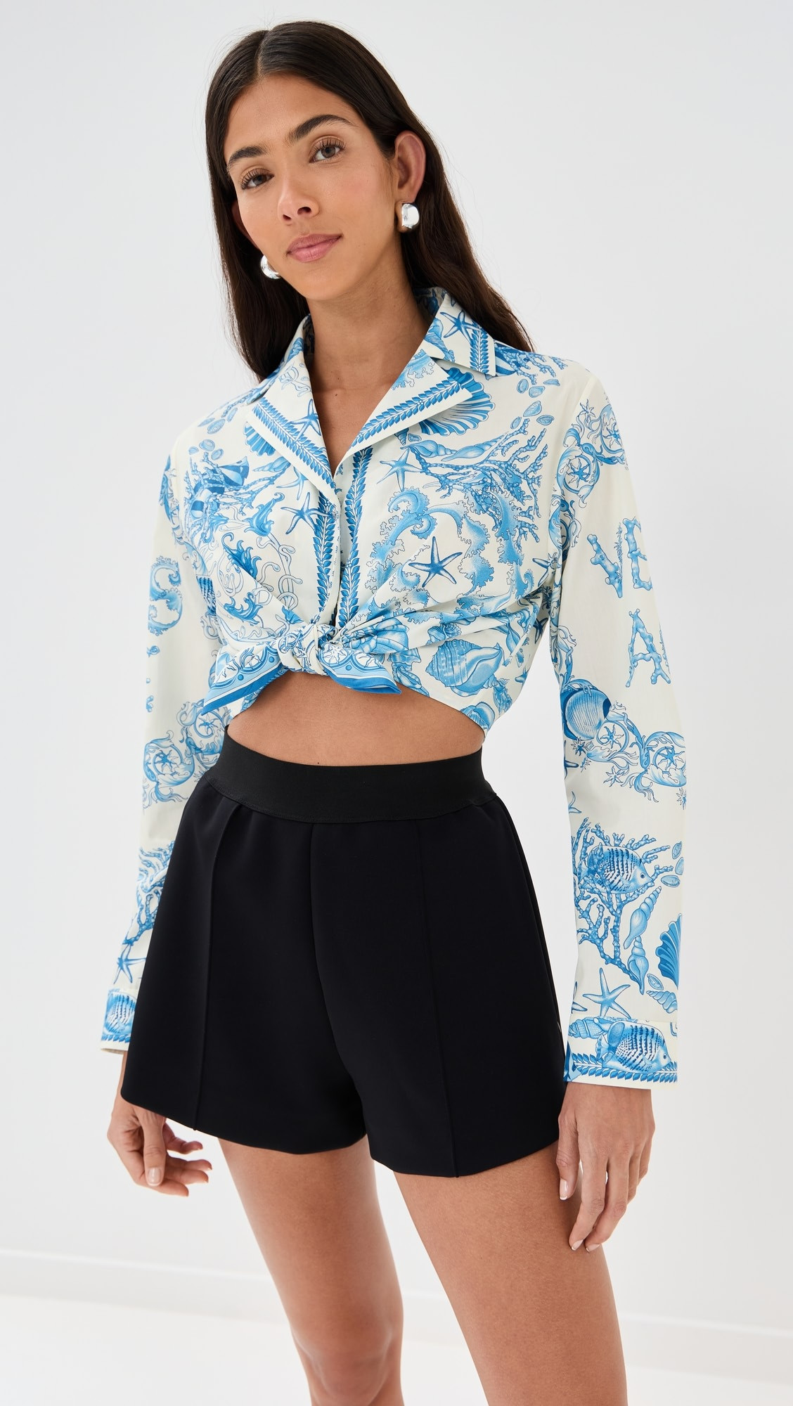Versace Informal Shirt Underwater Barocco Bicolour Foulard On Cotton Poplin | Shopbop | Shopbop