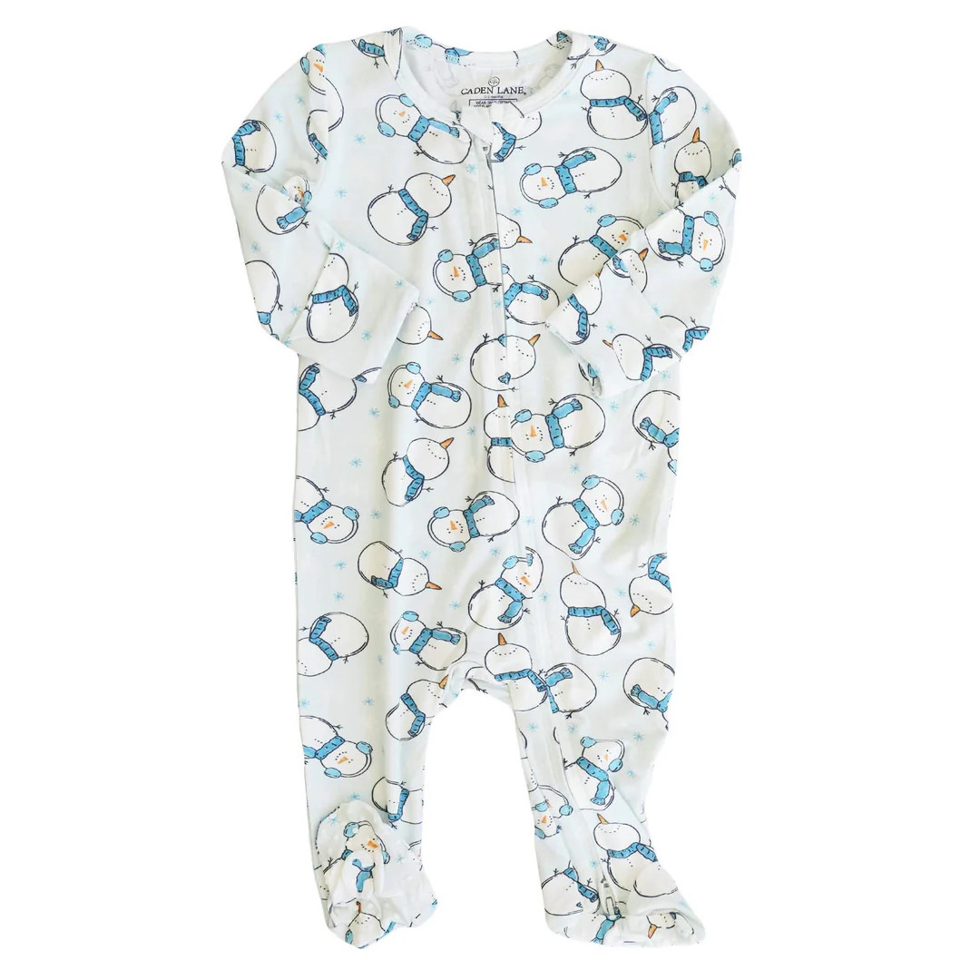 Frosty Friends Zipper Footie | Blue | Caden Lane
