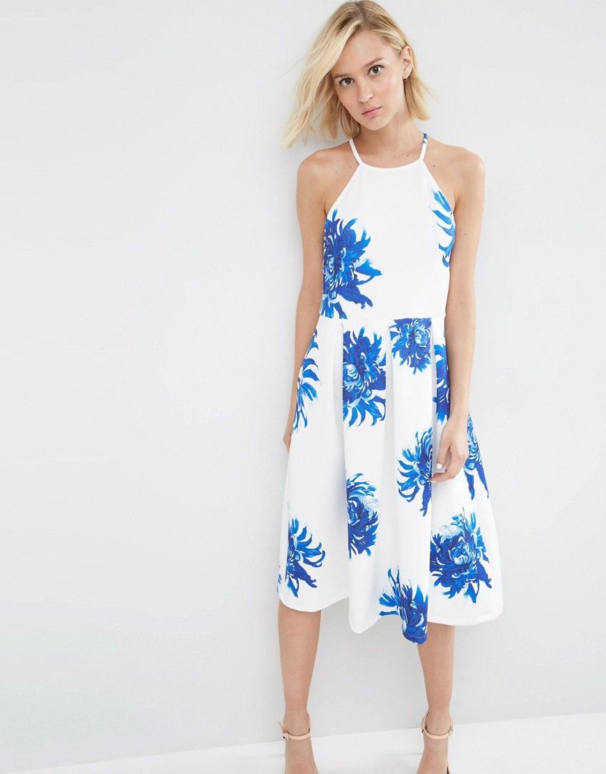 ASOS Full Midi Dress in Bright Floral Print | ASOS US