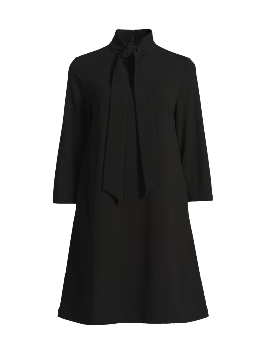 Tanya Foster x Ming Wang Stretch Deco Crepe Tie-Neck Tent Dress | Saks Fifth Avenue