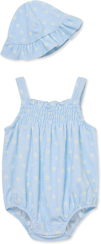 Little Me Clothes for Baby Girls' Terry Bubble Romper and Hat Set, 3 to 12 Months | Amazon (US)