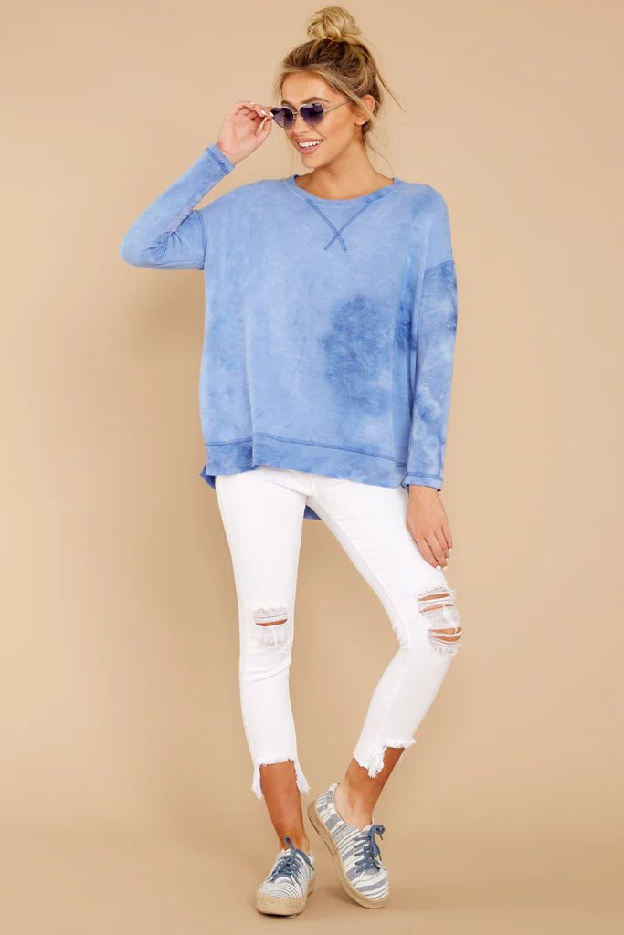 All About Casual Blue Stone Washed Pullover | Red Dress 