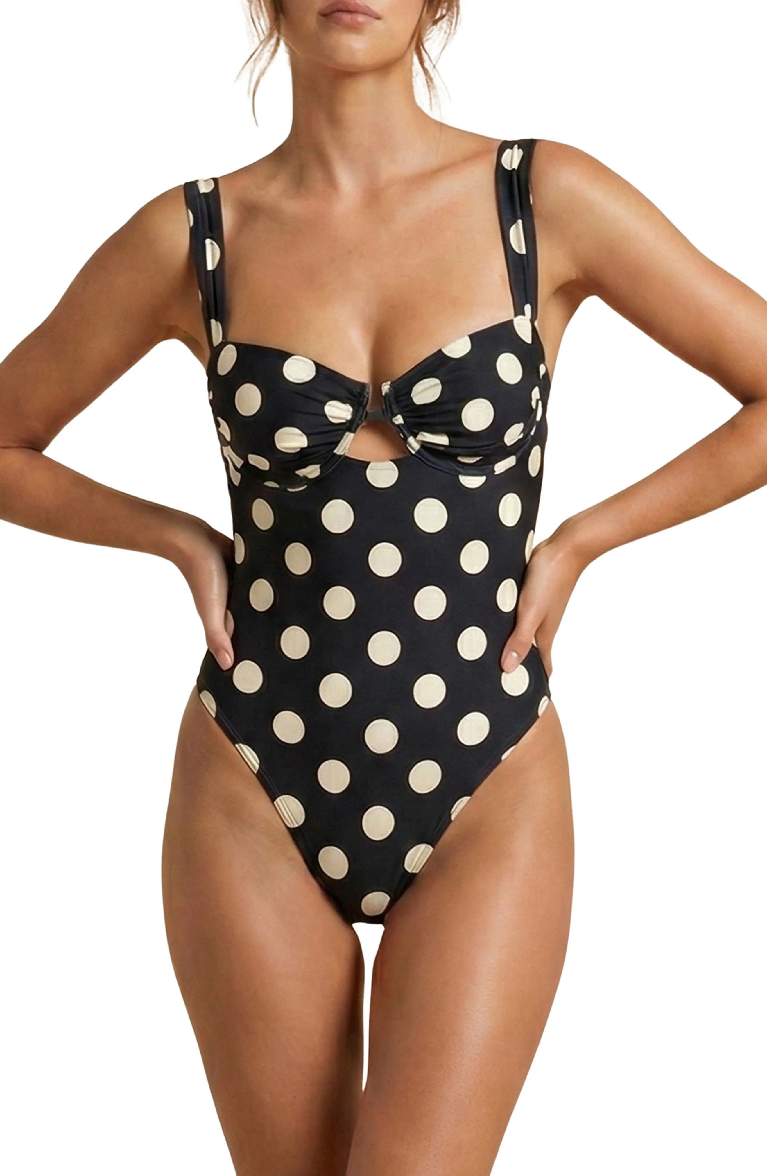 MONTCE Bella Polka Dot Underwire One-Piece Swimsuit at Nordstrom, Size Small | Nordstrom