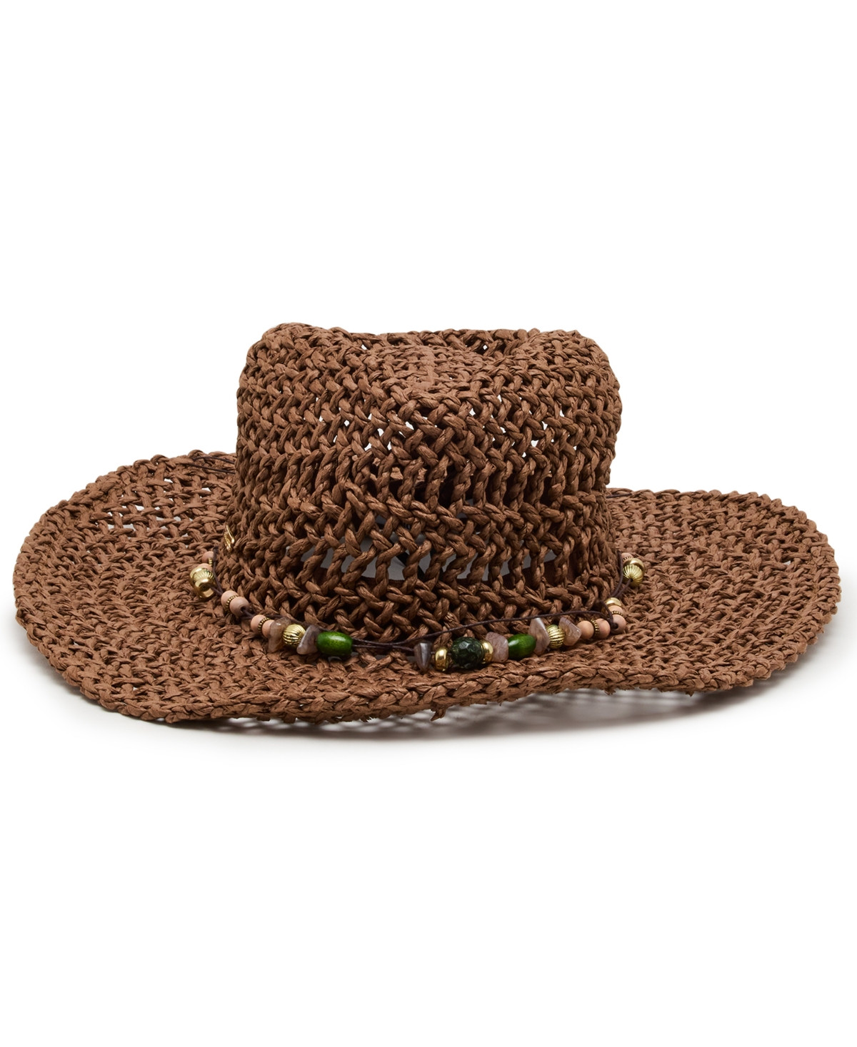 Steve Madden Beaded Trim Classic Western Hat - Chocolate | Macy's