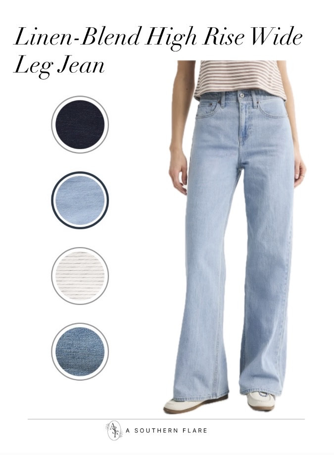 Linen-Blend High Rise Wide
Leg Jean
