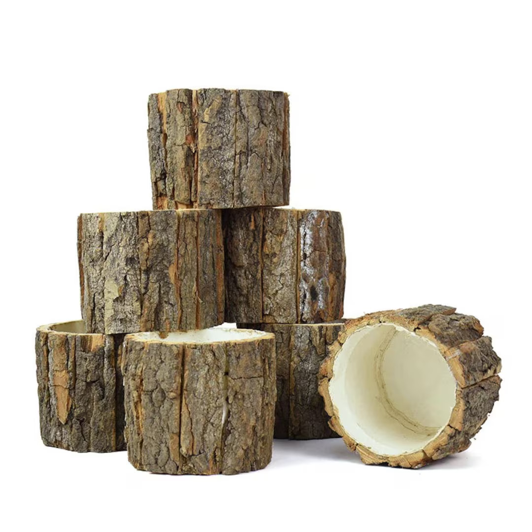 Pine Wooden Bark Flower Pot 12x10cm/4.72x3.93inch Eco-friendly Log Cutout Succulent Pot for Plant... | Etsy (US)