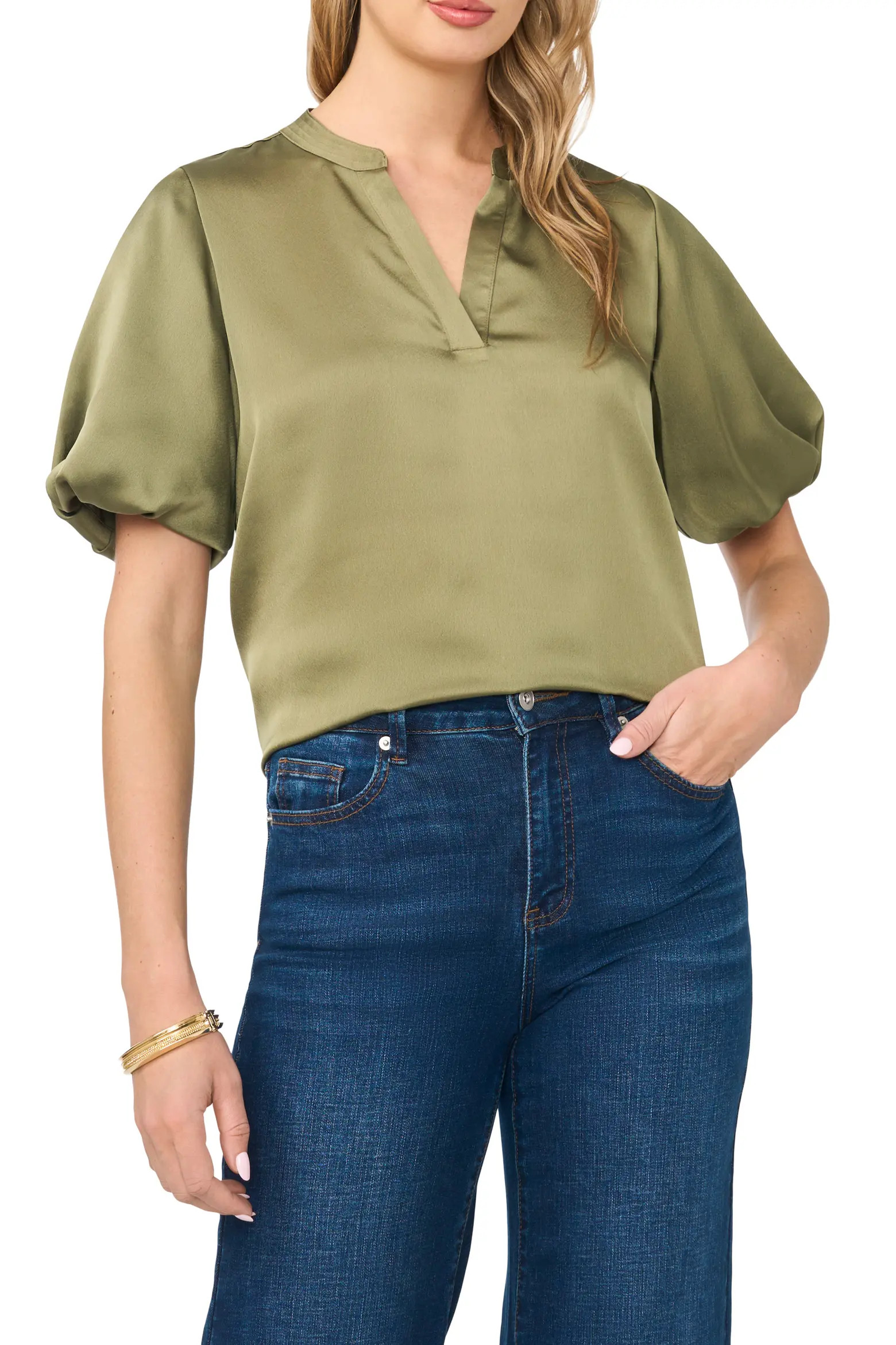 Puff Sleeve Satin Top (Women) | Nordstrom | Nordstrom
