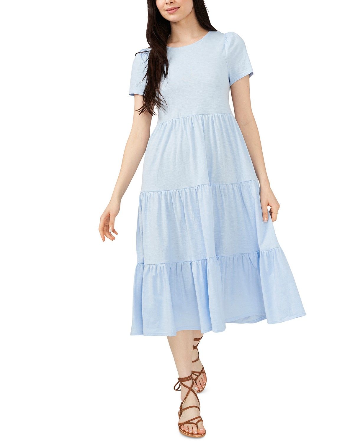 Riley & Rae Lacey Tiered Puff-Sleeve Dress, Created for Macy's & Reviews - Dresses - Women - Macy... | Macys (US)