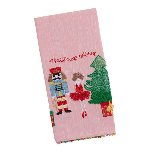Pink Embroidered Nutcracker Ballerina Kitchen Towel by World Market | World Market