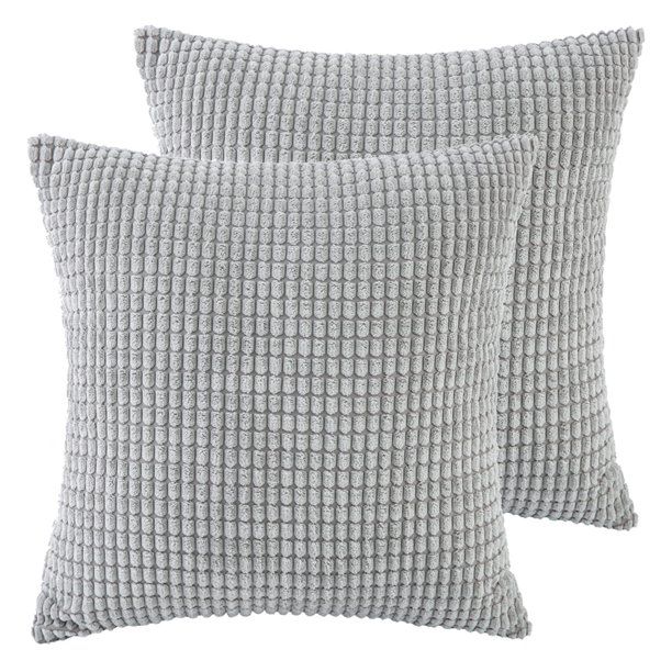 Soft Corduroy Corn Striped Velvet Series Decorative Throw Pillow, 18" x 18", Gray, 2 Pack | Walmart (US)