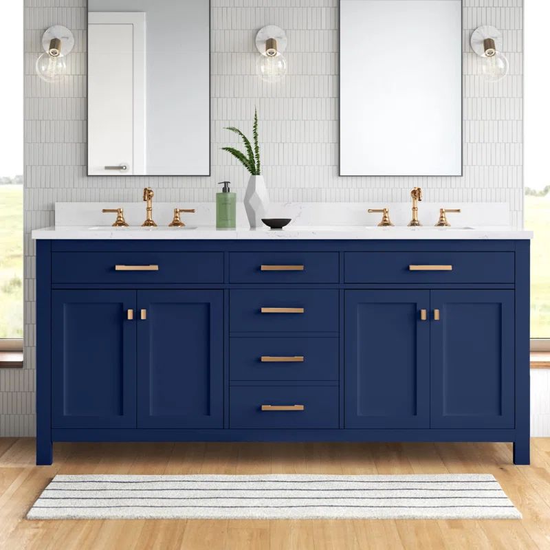 Saur 72'' Double Bathroom Vanity with Engineered Stone Top | Wayfair North America