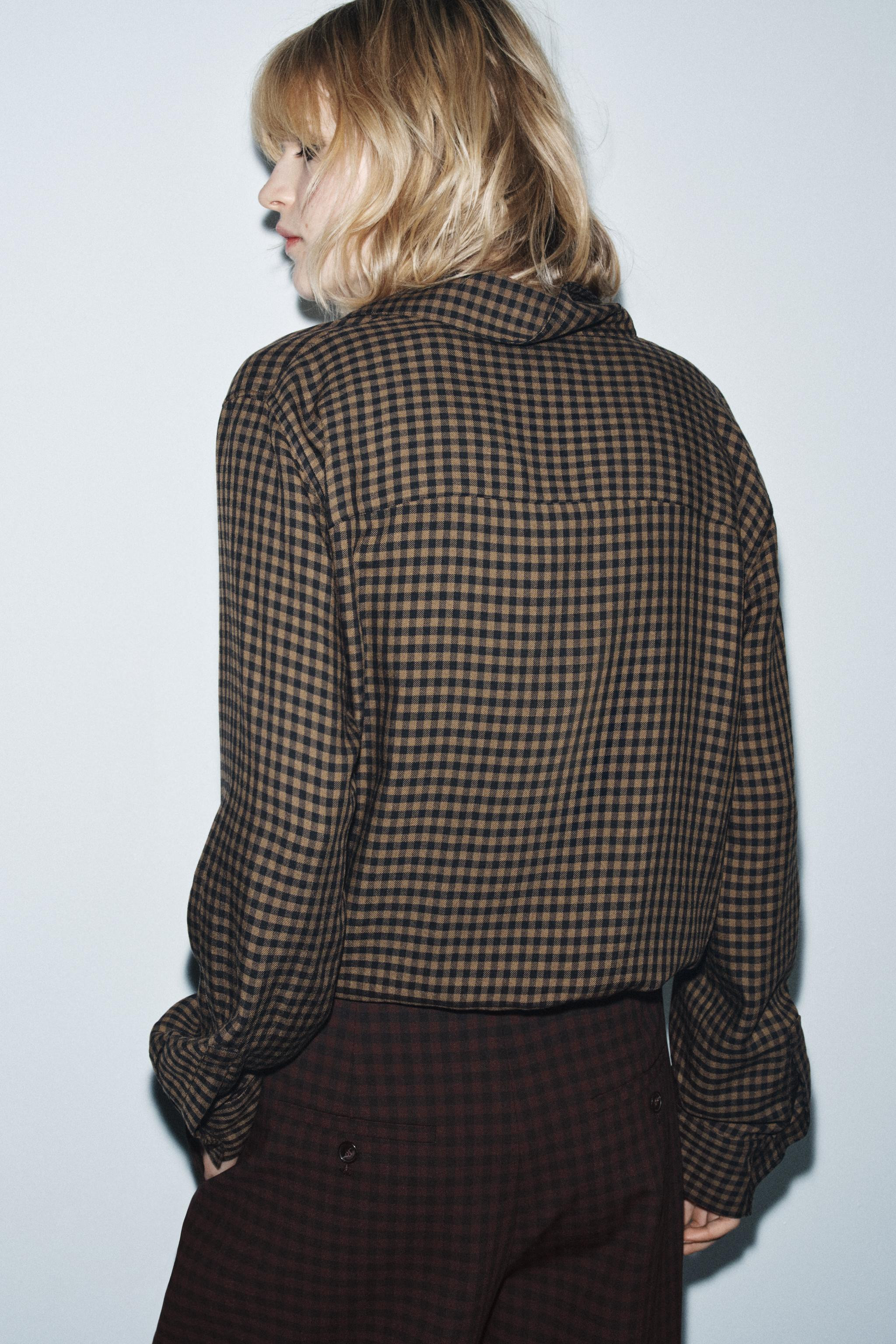 ZW COLLECTION GINGHAM BLOUSE | Zara UK