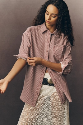 Pilcro Heart Pocket Long-Sleeve Buttondown Shirt | Anthropologie (US)