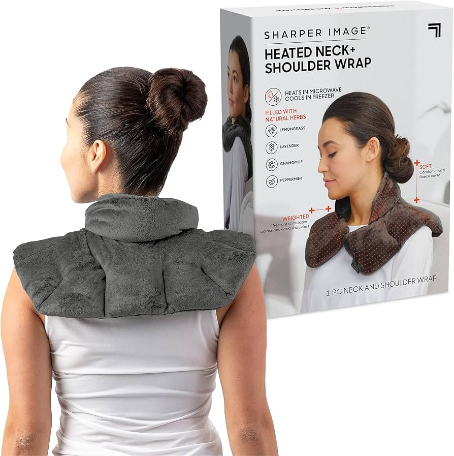 Sharper Image Heated Neck & Shoulder Wrap - Microwavable Warm & Cooling Plush Pad, Scented Aromat... | Amazon (US)