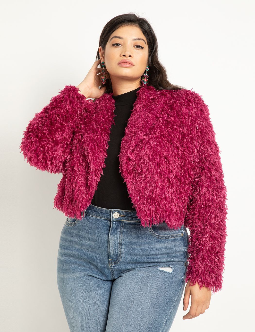 Cropped Faux Fur Coat | Eloquii