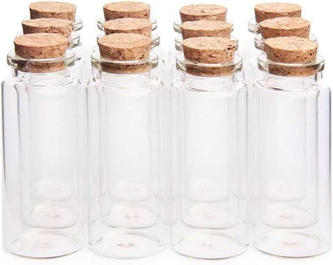 Danmu 30ml 1.18" x 2.75" Mini Glass Bottles, Jars with Wood Cork Stoppers, Tiny Glass Jars, Wishi... | Amazon (US)