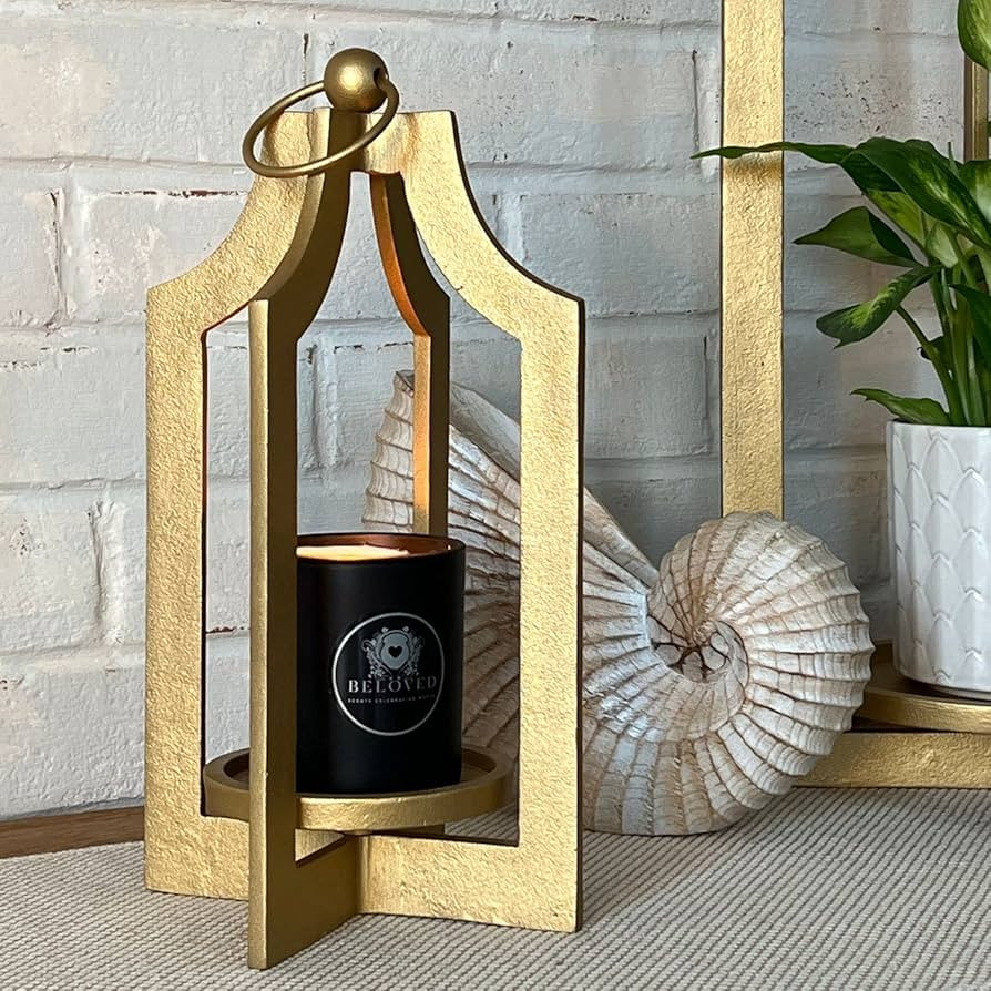 CIBENI Gold Accent Decor Gold Candle Holders - 15" Incl Ring - Indoor Outdoor Candle Holder - Can... | Amazon (US)
