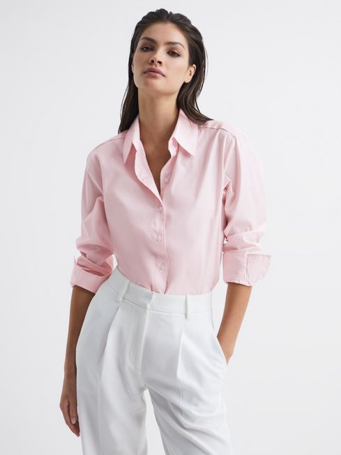 Reiss Light Pink Jenny Cotton Shirt | Reiss UK
