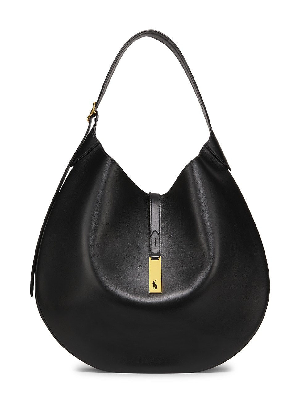 Women's Large Polo ID Leather Shoulder Bag - Black | Saks Fifth Avenue