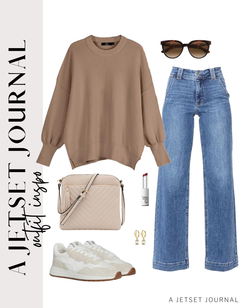 For coffee runs or a date with your girlies, you’ll love this apricot sweater that matches high-waisted jeans. Throw on those gold chunky earrings and trendy SOJOS cat-eye sunnies for a complete cozy look. 

 #LTKSeasonal