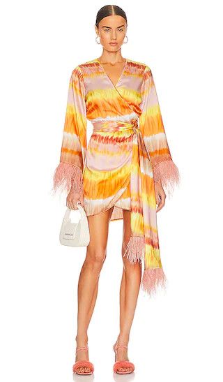 Viona Dress in Sunset | Feather Dress | Orange Dress | Yellow Dress | Revolve Clothing (Global)