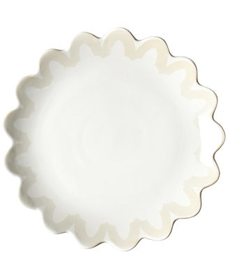 Coton Colors by Laura Johnson Ecru Arabesque Trim Scallop Edge Dinner Plate & Reviews - Dinnerwar... | Macys (US)