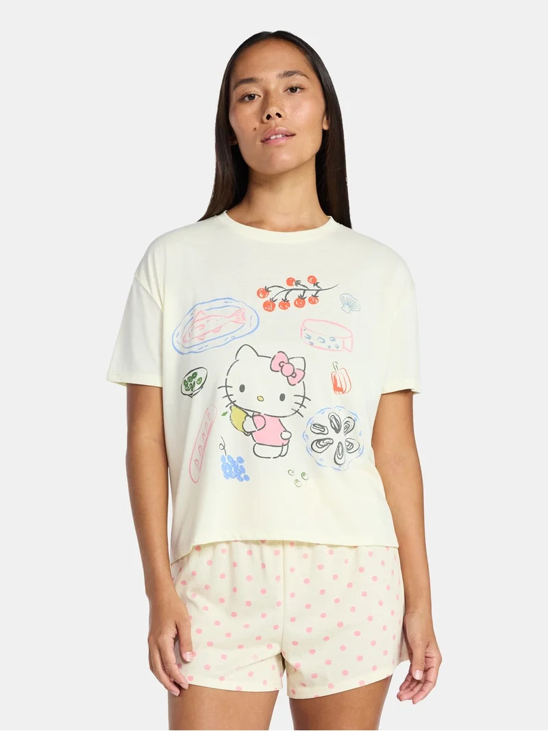 Hello Kitty Women's and Women's Plus Sleep Tee and Shorts Pajama Set from Grayson Social, 2-Piece... | Walmart (US)