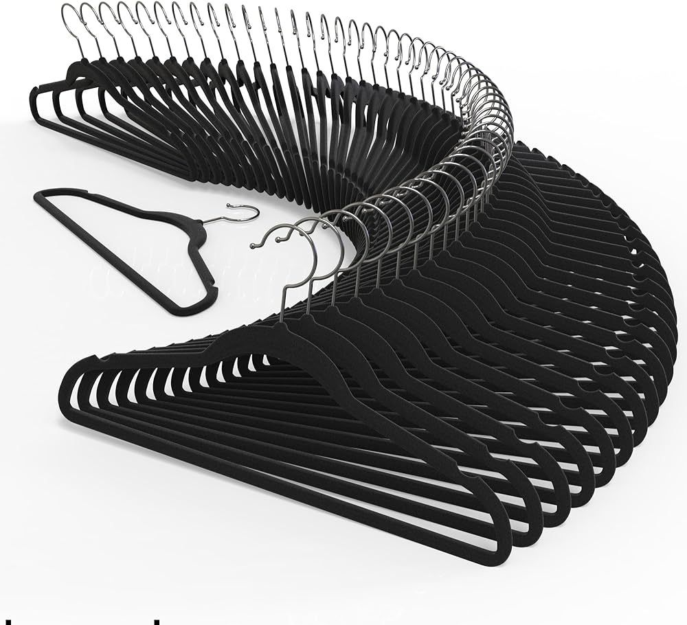 TECHZOO 50 Pack New Premium Quality Velvet Hangers Ultra Thin Non Slip Adult Felt Space Saving Ha... | Amazon (US)