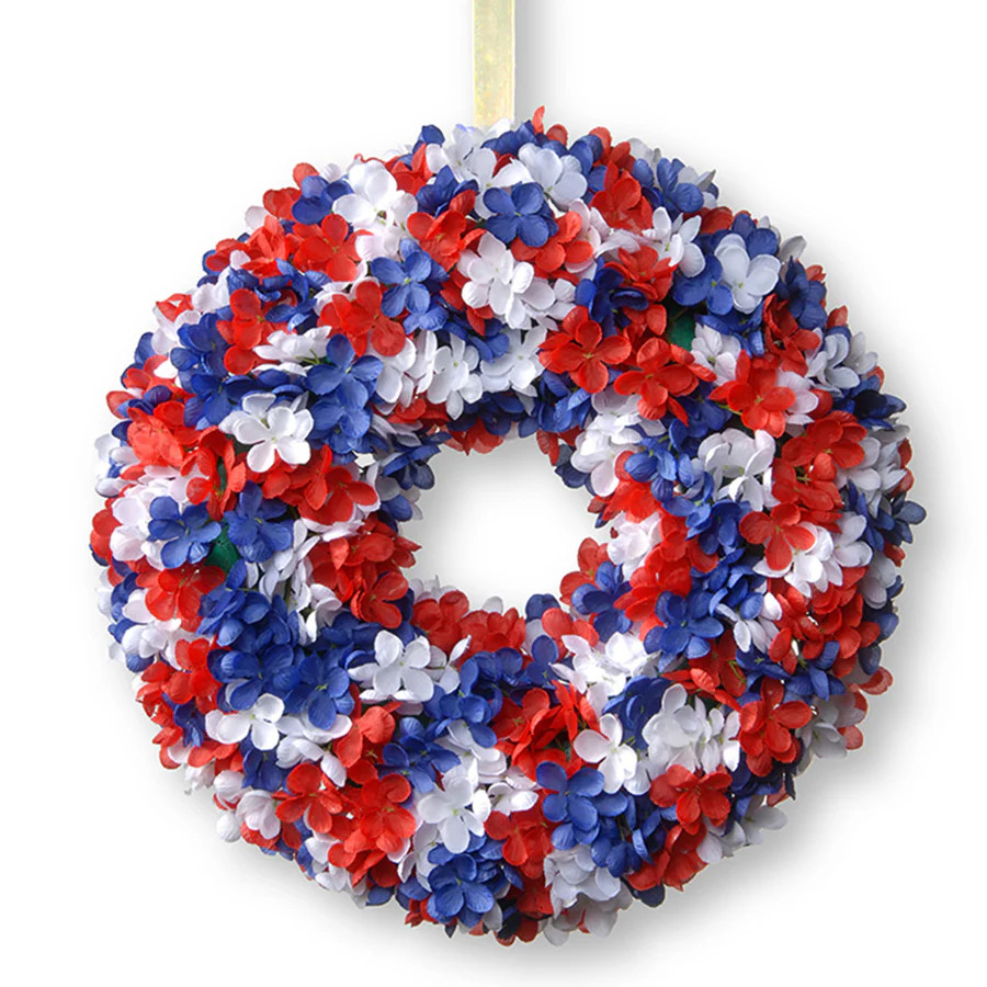 14 in. Patriotic Hydrangea Wreath | National Tree Company