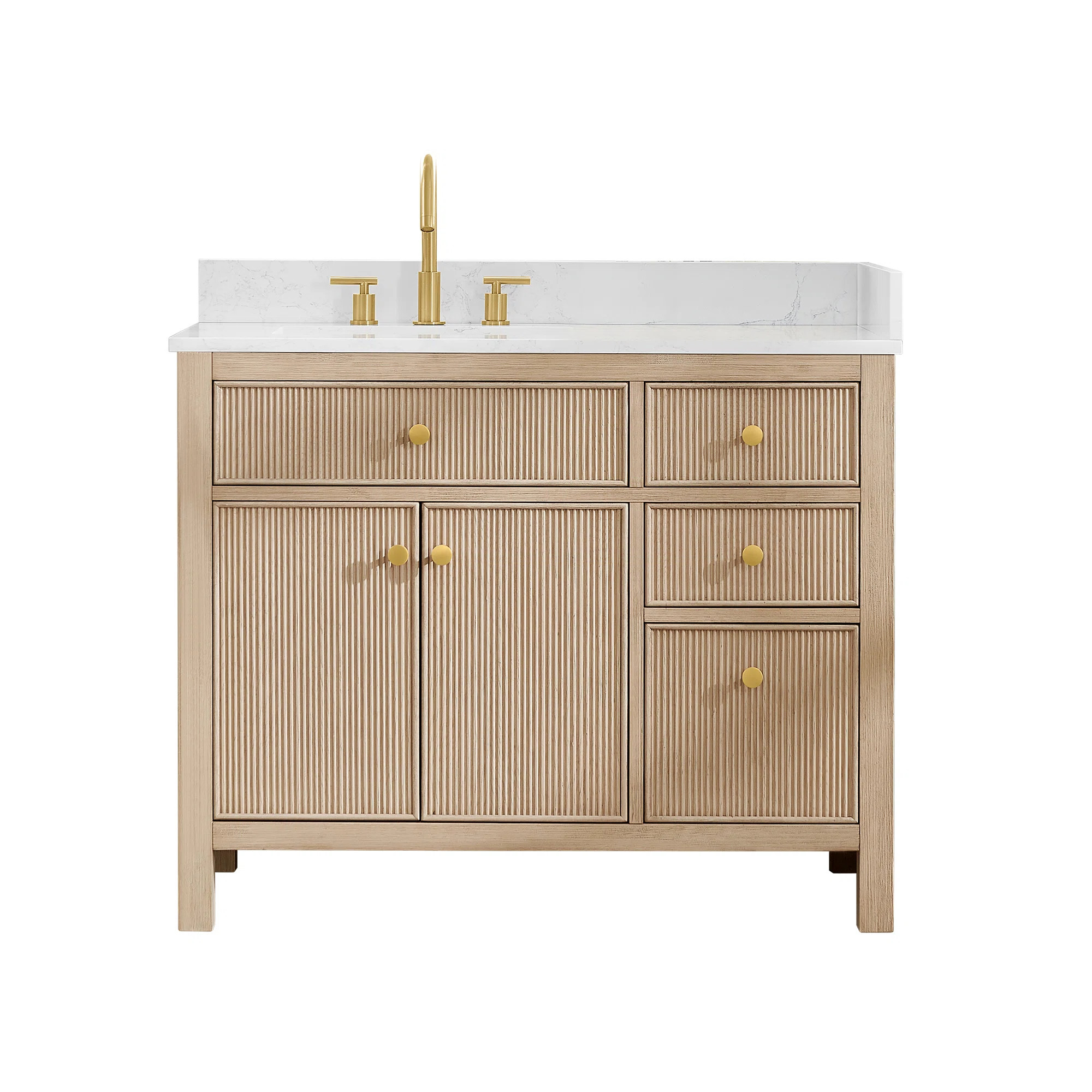 Mcpherson 42" Single Bathroom Vanity  with Grain White Engineered Stone Countertop without Mirror | Wayfair North America